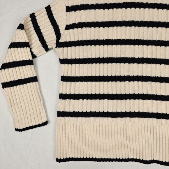 Zara Women’s Striped Mock Neck Rib Knit Sweater Size S Minimalist Preppy - Picture 4 of 7
